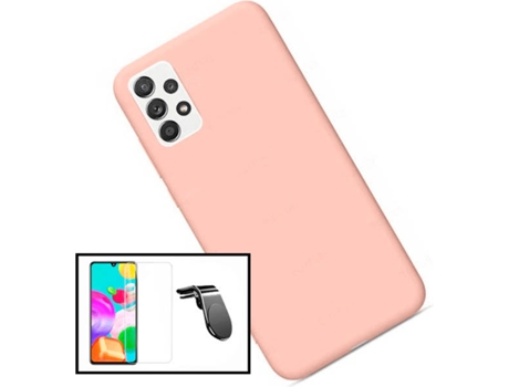 Kit Carcasa + Protector de Pantalla + Soporte Samsung Galaxy A52 PHONECARE Silicona Liquida