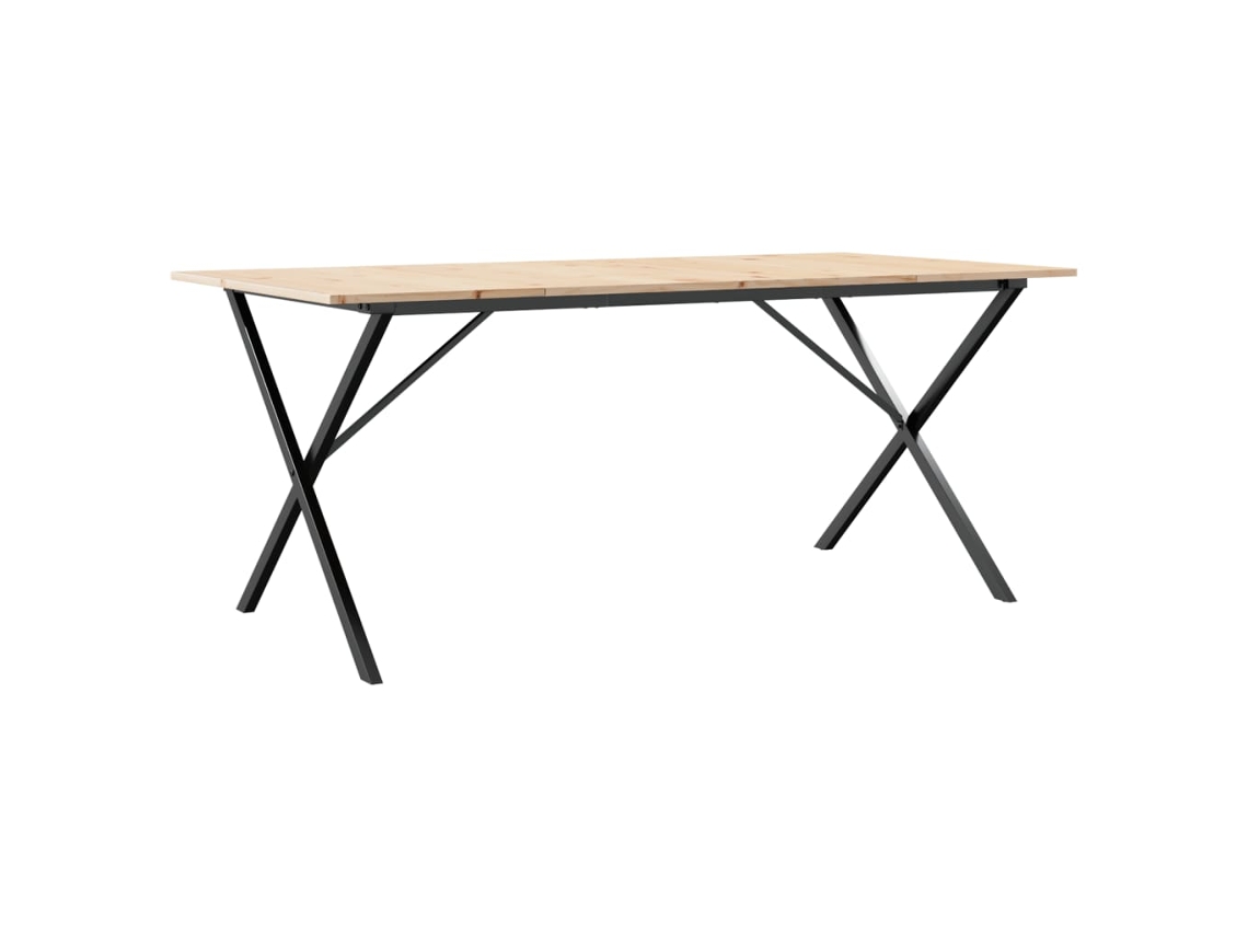 Mesa de comedor con estructura en forma de X, 180x90x75cm, pino y acero, MAISON EXCLUSIVE