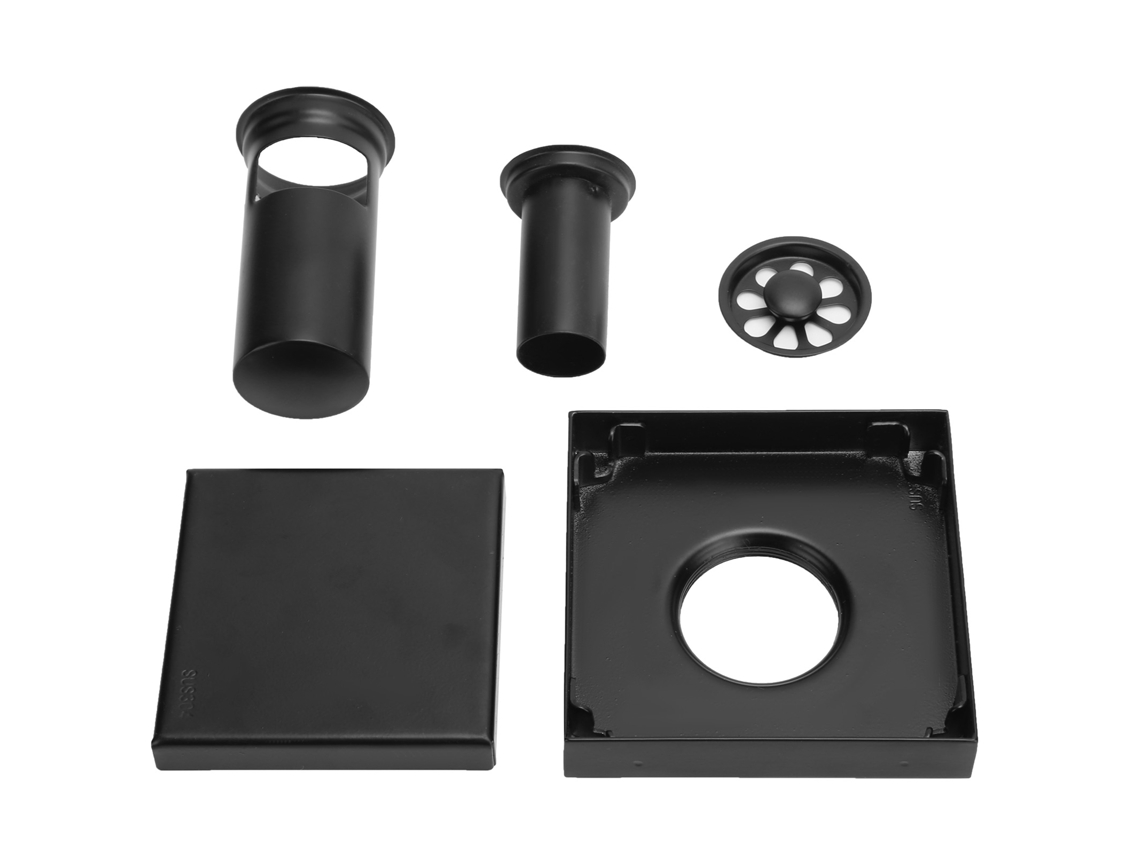 Agujero en el suelo con tapa extraíble Acero inoxidable Sus304 Cuadrado 10x10cm Negro