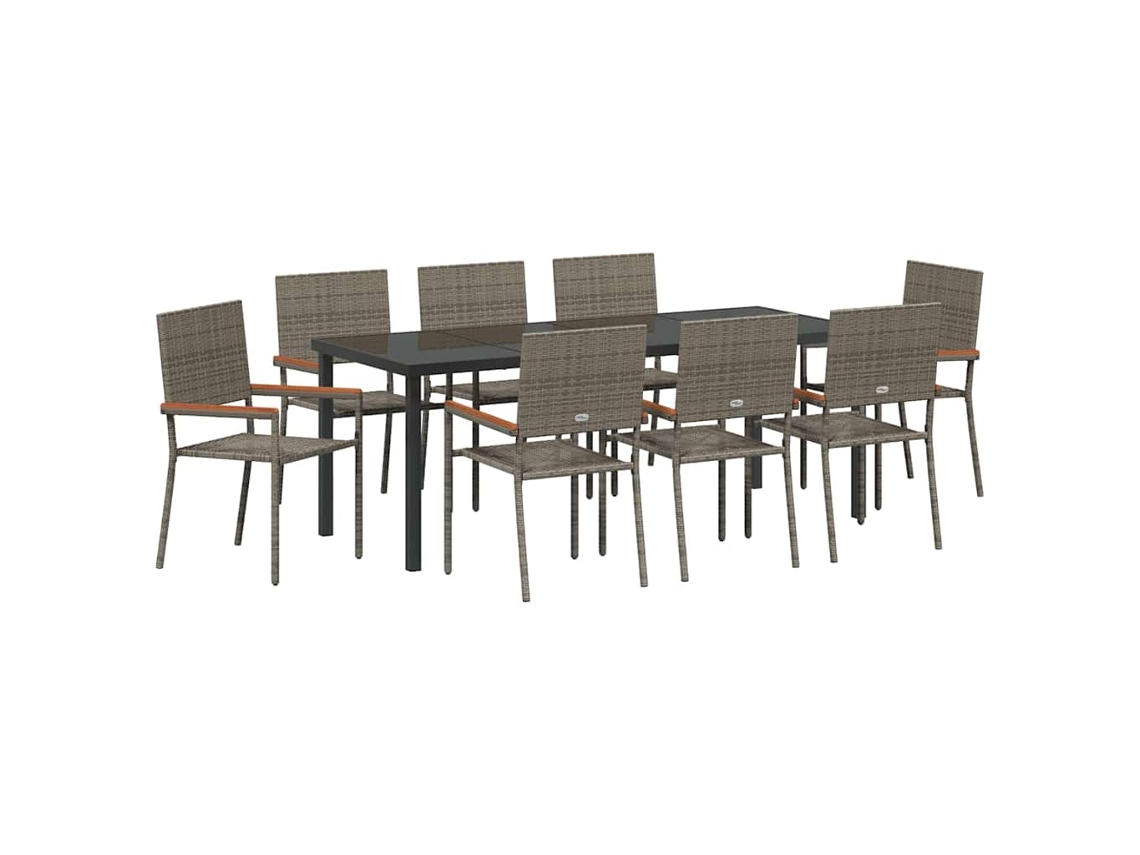 Maison Exclusive - Conjunto De Comedor De Jardín 9 Pcs Gris Ratán Sintético