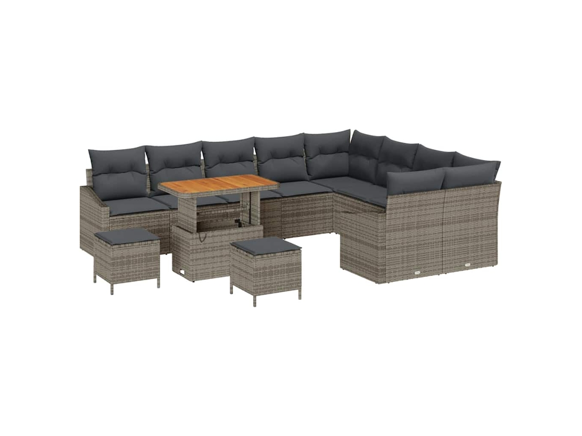 Maison Exclusive - Conjunto de sofás de jardín de 12 piezas, ratán sintético gris