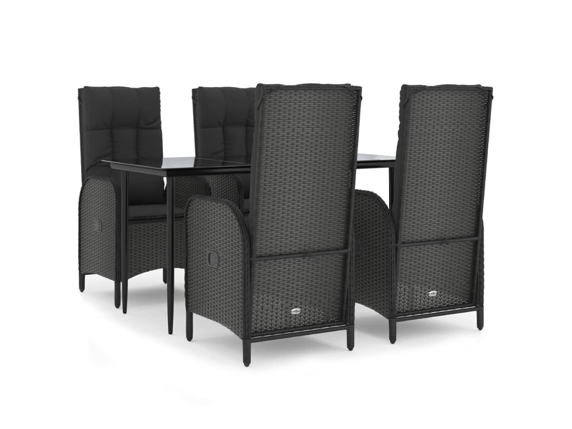 vidaXL Set de muebles jardín 5 pzas con cojines ratán sintético negro