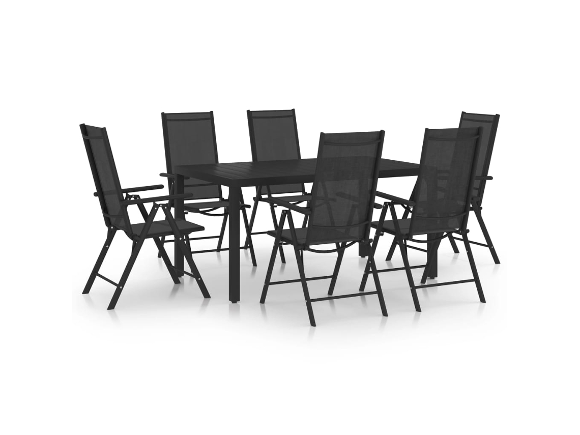 7 Piezas Conjunto de Cena para Jardín Comida Aluminio Negro