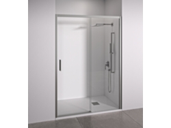 Puerta de ducha corredera, frontal corredera, fija, cristal antical de 6 mm, perfiles plateados, ancho de 165 a 170 cm, puerta izquierda, Bellobath