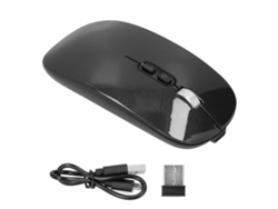 Ratón óptico inalámbrico de 2,4 GHz con Bluetooth 5.0, modo dual, recargable, para juegos y uso de oficina, color negro.