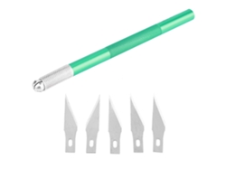 Pluma de grabado 20d26n para metal, madera y papel con 5 cuchillas de repuesto, color verde (sin marca).