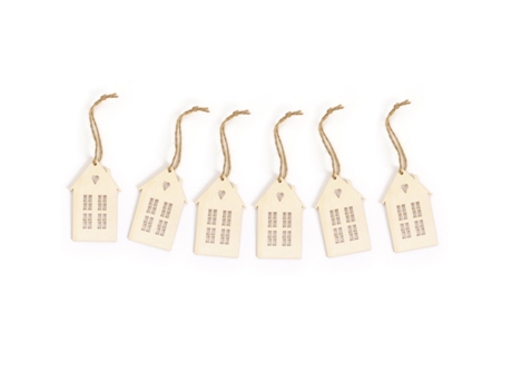 Adornos navideños de madera - 6 casas
