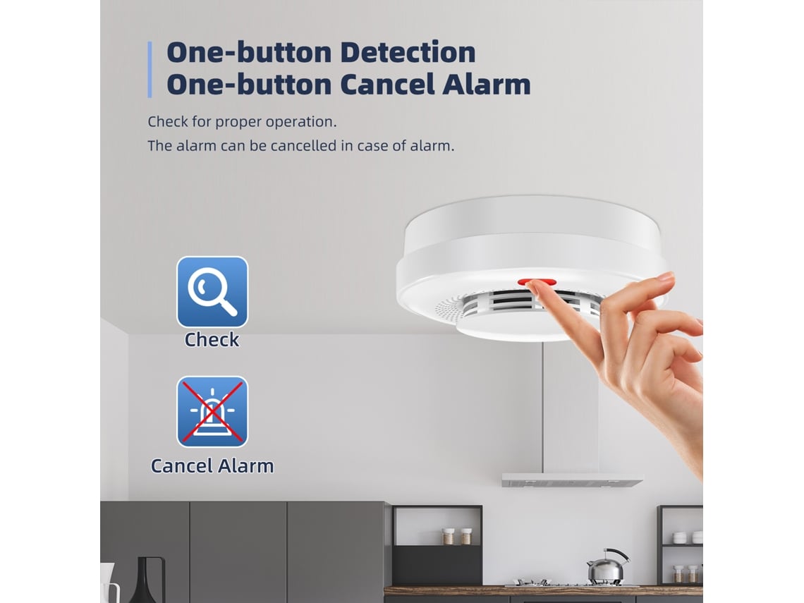 Detector De Humo Inalámbrico De 360°, Alarma Contra Incendios De Alta Sensibilidad De 85 Db Para El Hogar, Caravana, Hotel Y Oficina.