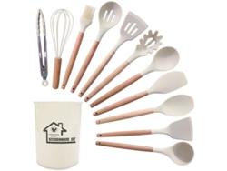 Set De Utensilios De Cocina De Silicona Antiadherente De 12 Piezas Blanco Gertiz