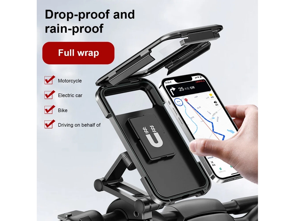 Soporte magnético para teléfono Viewleaf, resistente al agua, ajustable 360°, negro