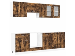 Maison Exclusive - Juegos De Muebles De Cocina Con Cajón Lyon 8 Pcs Roble Ahumado