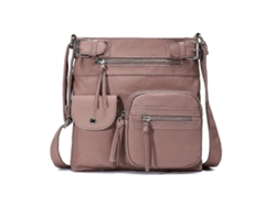 Bolso bandolera de piel sintética para mujer, rosa