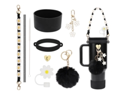 Accesorio De 7 Piezas Eifson Para La Copa Stanley: Pompón, Funda Y Funda Para Pajita (negro)