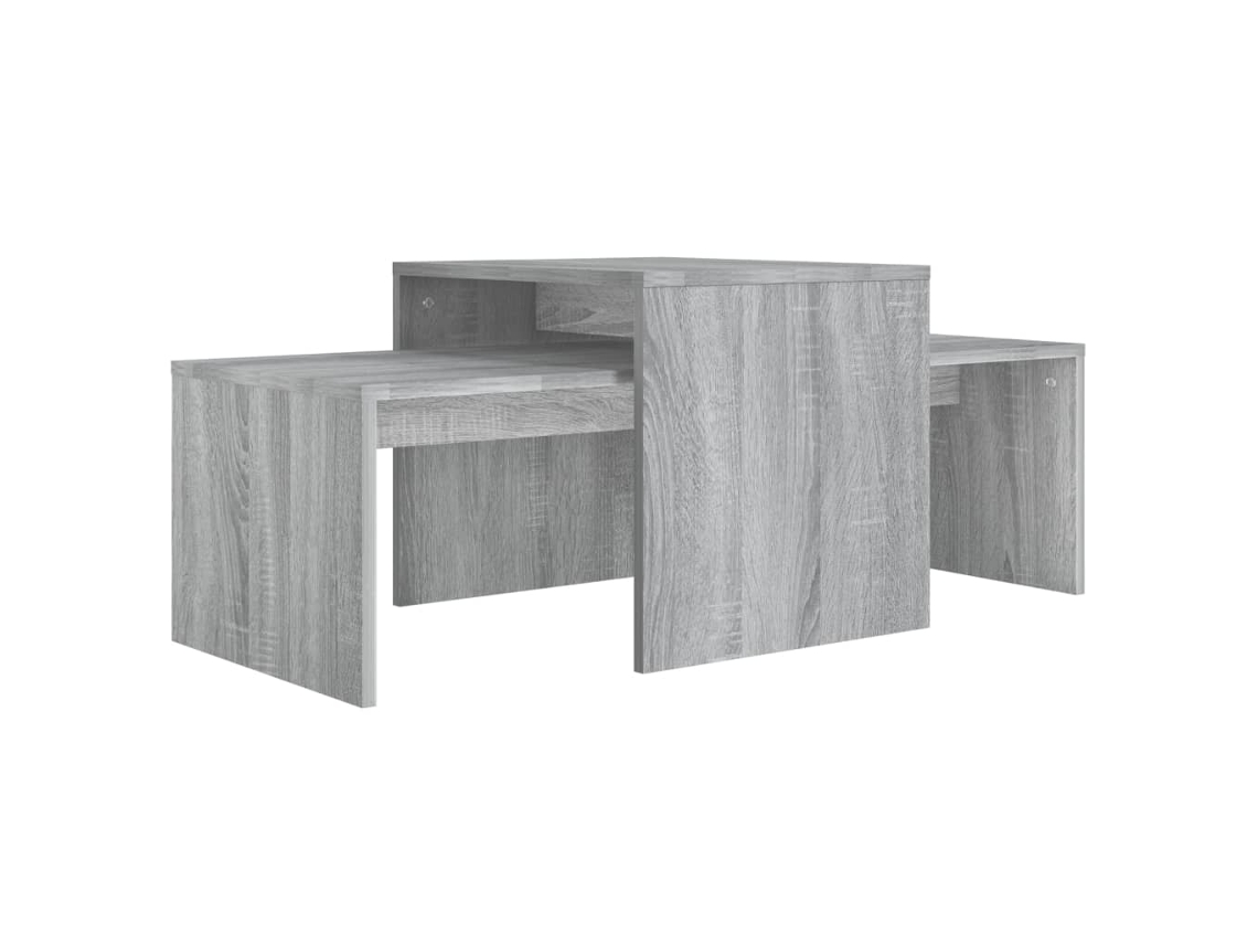 Juego de mesas de centro apilables 100 x 48 x 40 cm Madera industrializada Gris Dec031279