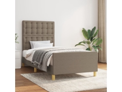 Estructura De Cama Sin Colchón Tela Gris Taupe 100x200 Cm