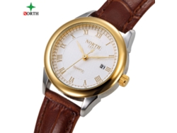 Reloj Mujer Analógico De Cuarzo Con Correa De Cuero Impermeable 30m Oro Blanco