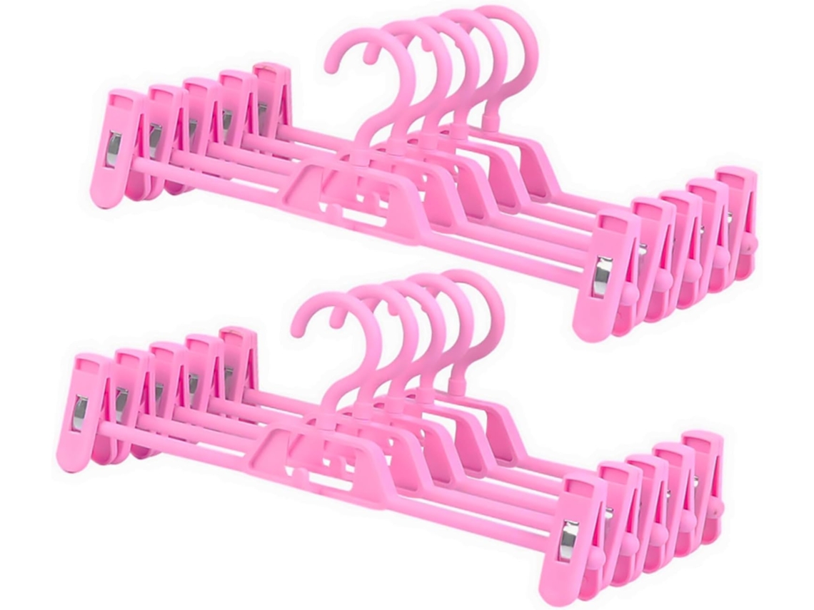 Juego 10 Perchas Plástico Pantalones Pinzas Ajustables Fáciles Limpiar Tamaño 35 14 5 Color Colgar X Cm Rosa