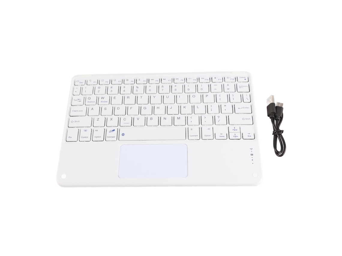 Teclado Bluetooth Com Touchpad 78 Teclas Ultra Slim Silencioso Portátil Sem Fio Para Smartphones Tablets Laptops Branco