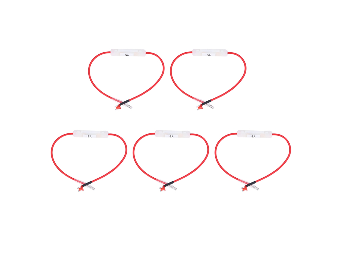 5 Conectores De Soporte De Husillo Para Automóvil De 10 A Con Cable De 16 Awg De 12 Pulgadas Y Husillo De Vidrio De 5 A De 6 X 30 Mm