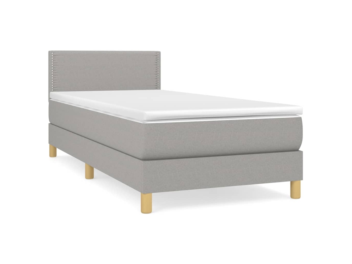Maison Exclusive - Cama Box Spring Con Colchón Tela Gris Claro 90x200 Cm