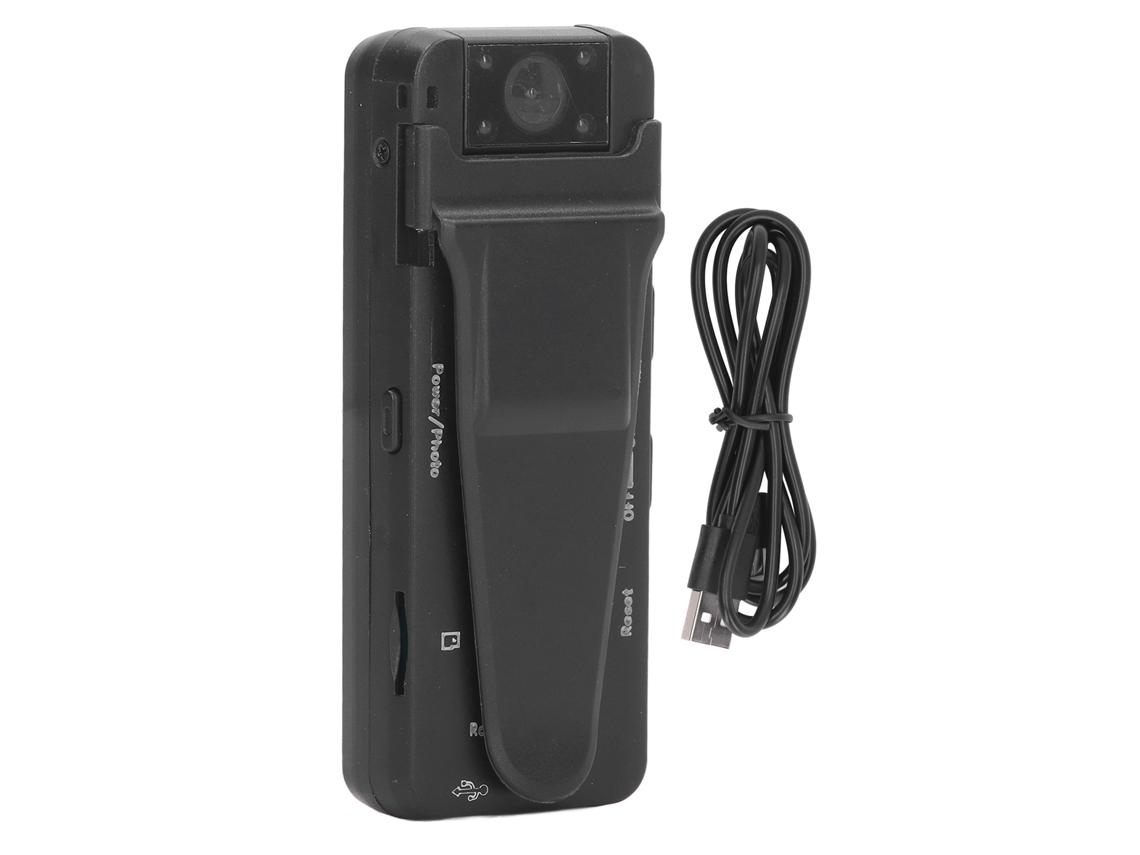 Cámara De Bolsillo Hd 1080p Con Visión Nocturna Infrarroja Y Rotación De 180 Grados Con Clip Trasero.