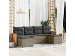 Conjunto de sofá de jardín de 6 piezas con cojines de mimbre gris, Dkd Home Decor