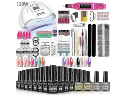 Set profesional de uñas de gel con lámpara UV de 120 W/54 W y taladro para uñas para secado completo de esmalte de gel. Set de manicura GOKOCO.