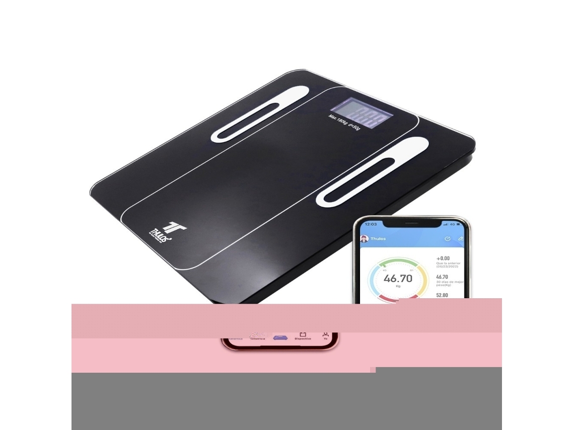 Báscula de Baño Bluetooth múltiples mediciones App para iOS y Android TH-BD121 La Báscula de Baño THULOS con Bluetooth te ofrece múltiples mediciones