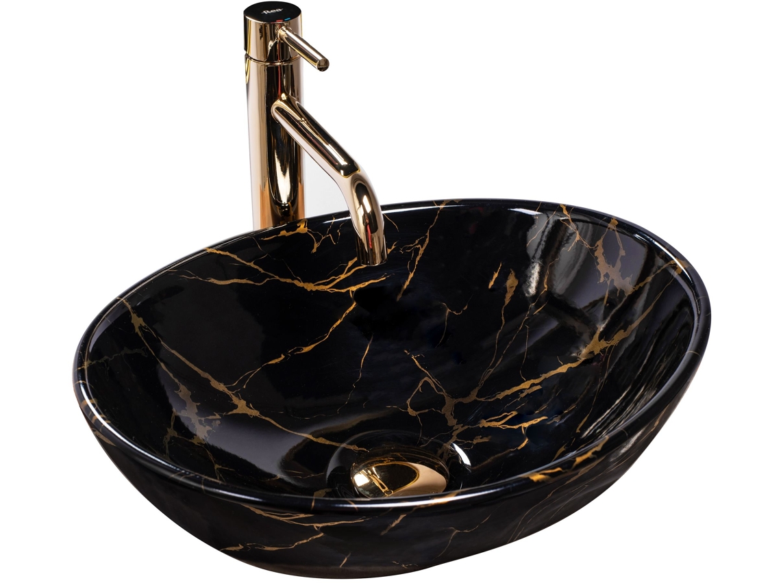 Lavabo Sobre Encimera Rea Sofia Marble Shiny Black