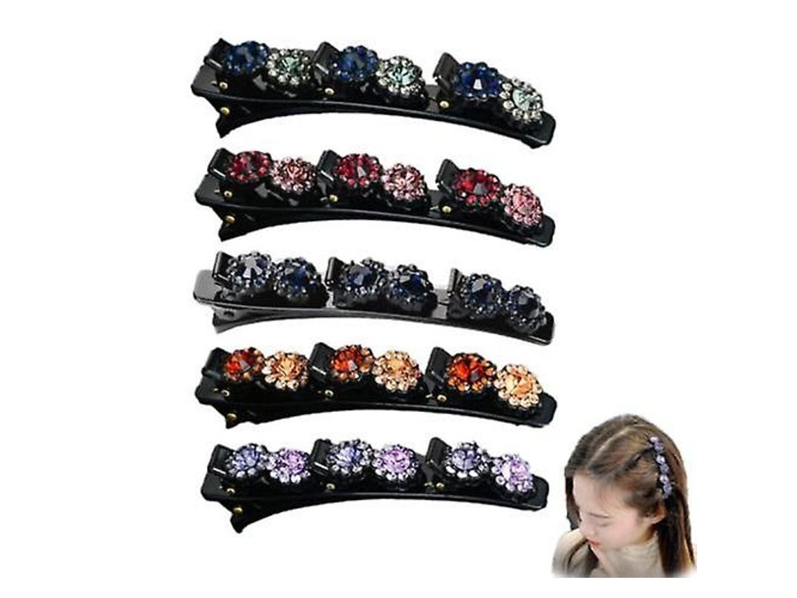 2026-pinza De Pelo De Trenzas Con Perlas Y Piedras, Accesorio Para Cabello, Artefacto Para Franja, Estilo X, Para Mujeres Y Niñas