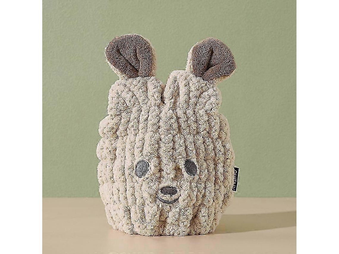 Toalla de microfibra para el cabello para niños, divertida y divertida, gorro de secado rápido Rosewell (oso caqui)