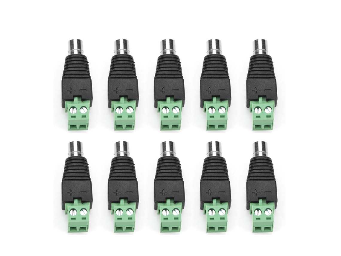 10 conectores hembra para terminales, adaptadores de enchufe, convertidores de CC, fuentes de alimentación para cámaras CCTV