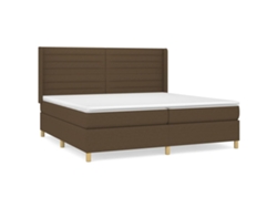 Maison Exclusive - Cama Box Spring Con Colchón Tela Marrón Oscuro 200x200 Cm