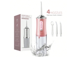 Irrigador Dental Eléctrico Rosa Con 4 Boquillas, 3 Modos De Limpieza, Usb Recargable E Impermeable