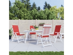 Cojín Silla De Jardín Respaldo Alto 4 Uds Tela Rojo 120x50x3 Cm