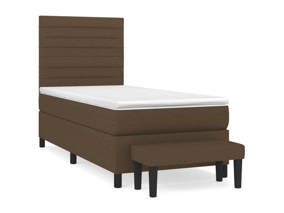 Maison Exclusive - Cama Box Spring Con Colchón Tela Marrón Oscuro 100x200 Cm