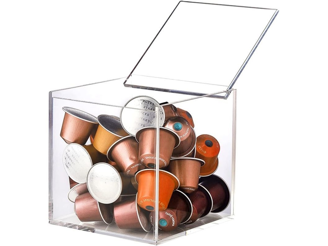 Soporte Para Cápsulas De Café, Caja De Almacenamiento De Acrílico Transparente Con Tapa Para Cápsulas De Café.