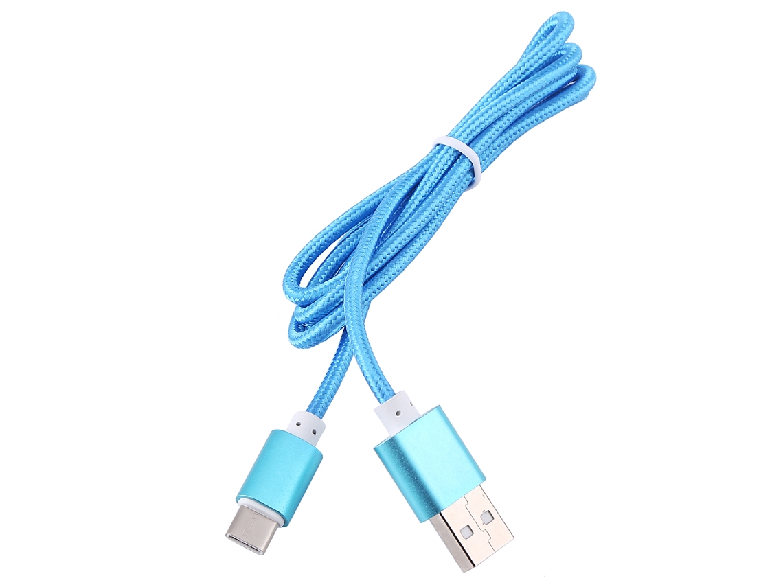 Cable De Datos De Teléfono Móvil Sincronización De Datos Carga Rápida 1m Tipo-c Azul Trenzado Sin Logotipo