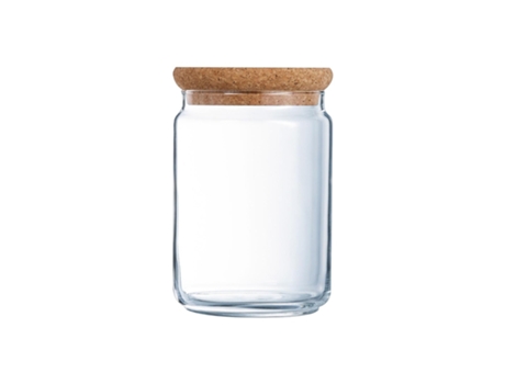 LUMINARC Pure Jar - Bote Hermético Redondo de 1L en Vidrio con Tapa de Corcho