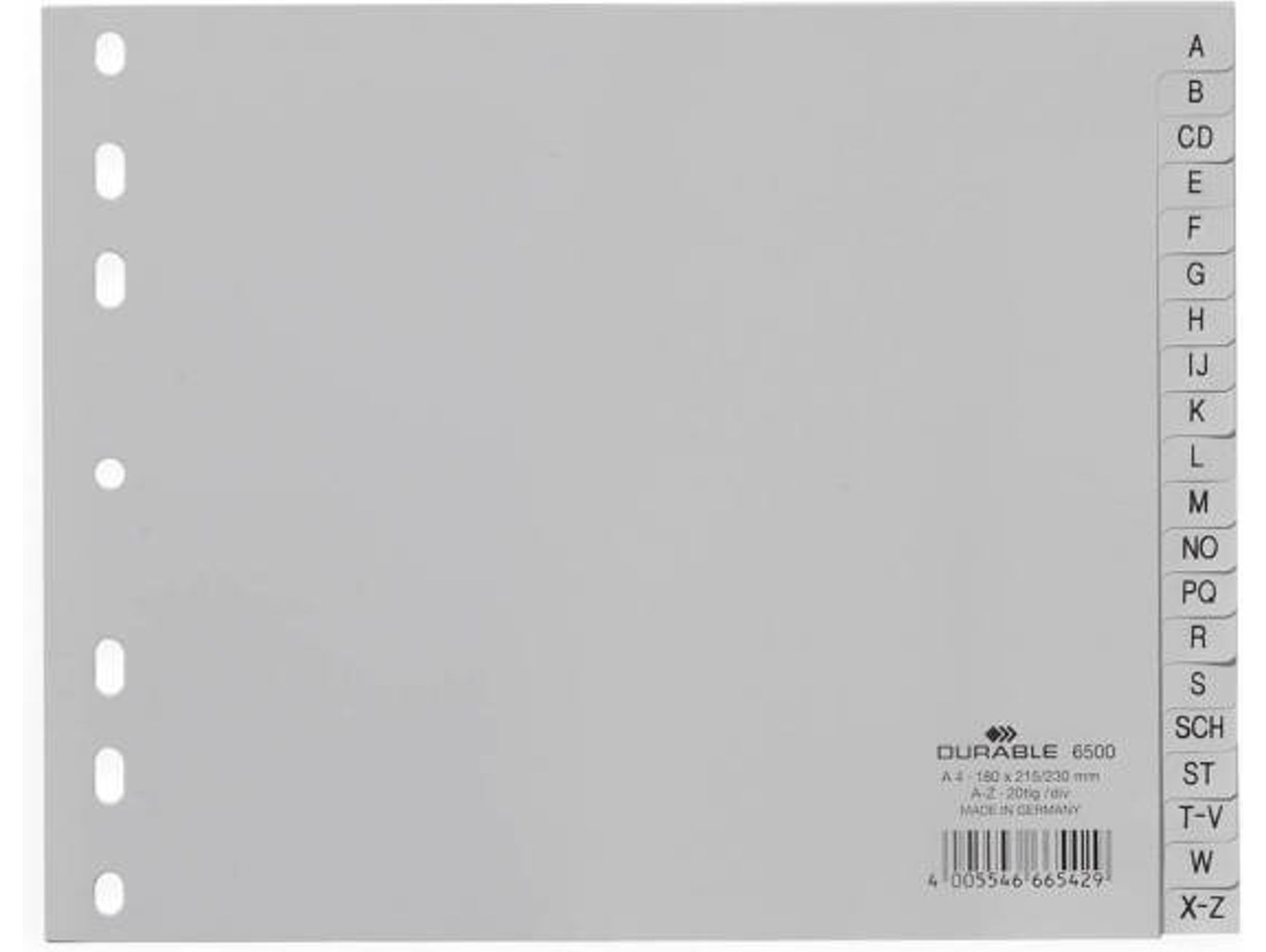 Separador DURABLE (Gris - A5 - 23x18cm - Polipropileno)