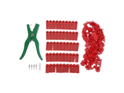 Kit aplicador de crotales para ganado, crotal verde, crotales rojos y 2 agujas