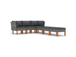Conjunto de jardín Maison Exclusive de 6 piezas con cojines de mimbre y patas grises.