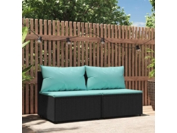 Sofá de jardín de dos piezas con cojines DKD Home Decor en mimbre negro