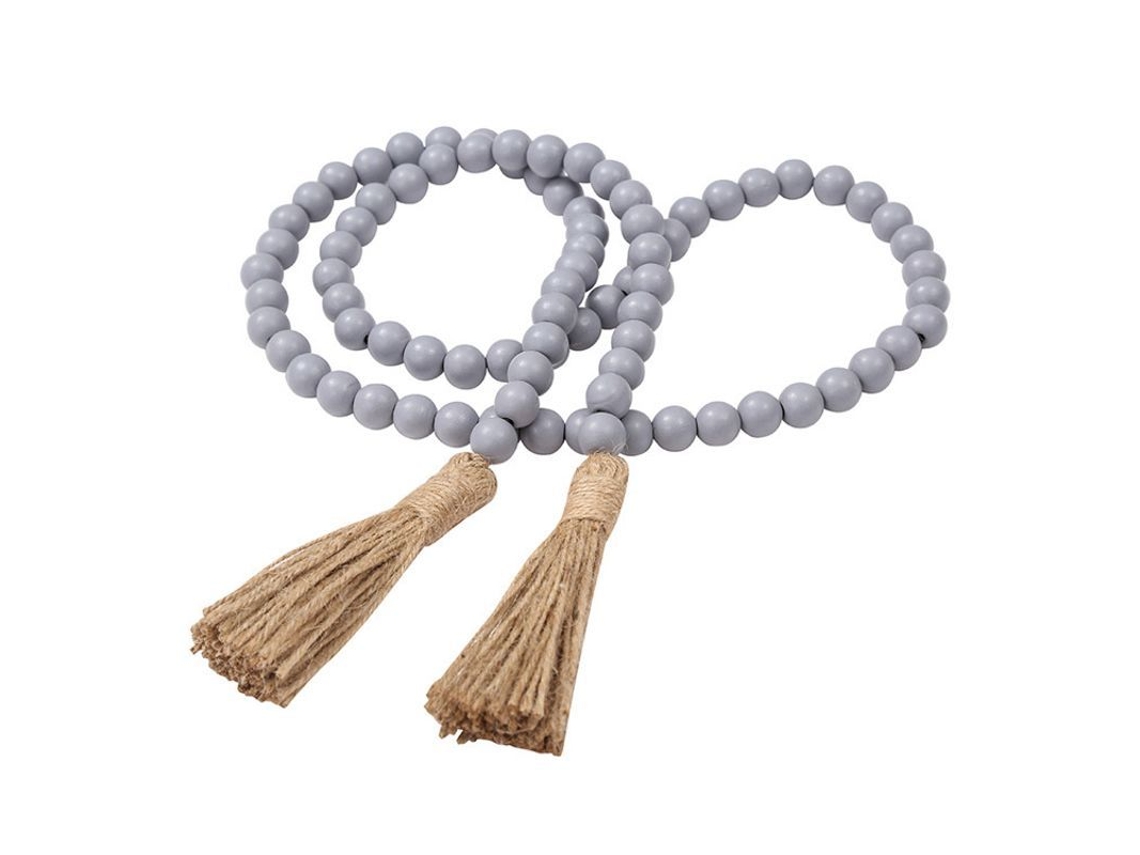 Guirnalda De Cuentas De Madera Gris Para Decoración De Hogar Y Fiestas