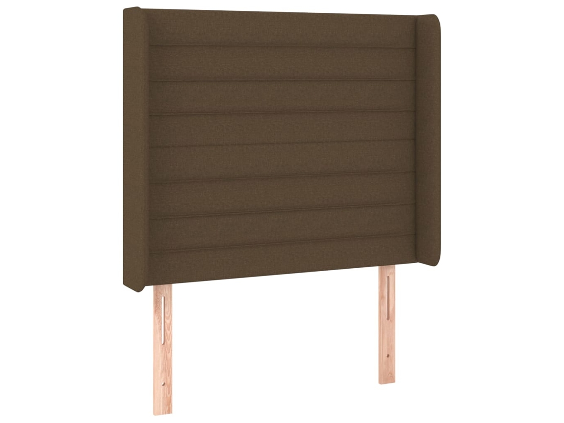 Maison Exclusive - Cabecero Con Orejas De Tela Marrón Oscuro 103x16x118/128 Cm