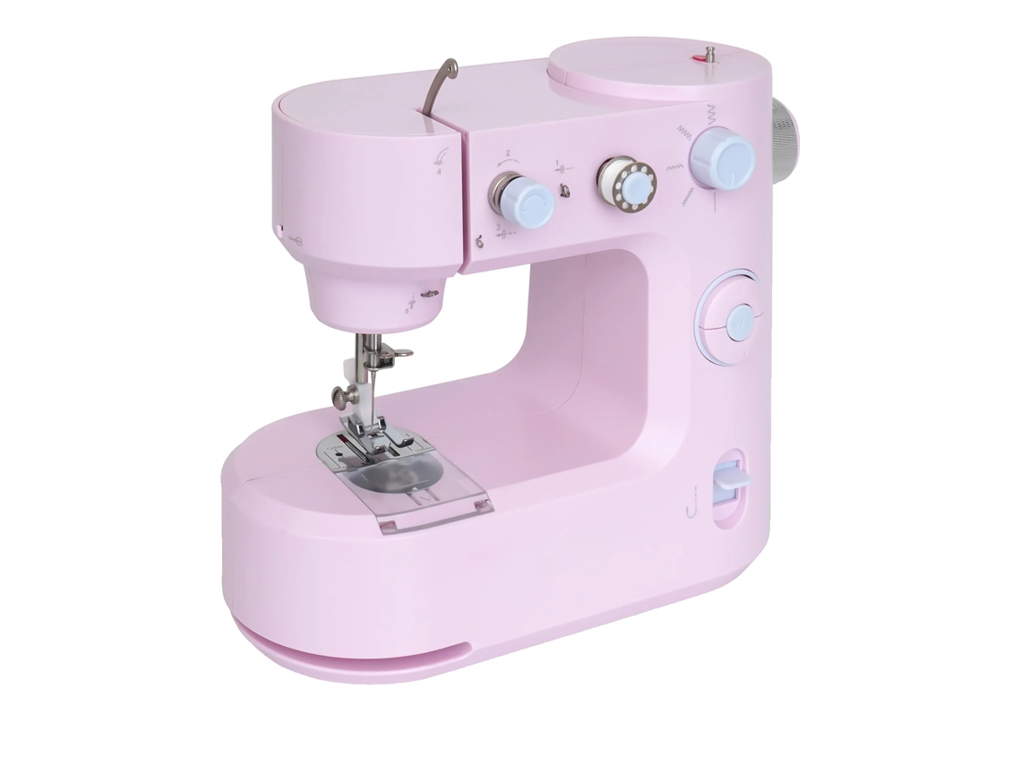 Máquina de coser, diseño compacto, control de dos velocidades, rosa OEM