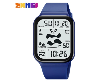 Reloj Digital LED Cuadrado De Cara Grande Resistente Al Agua Electrónico para Relojes De Estudiantes-Azul LUUCOZK