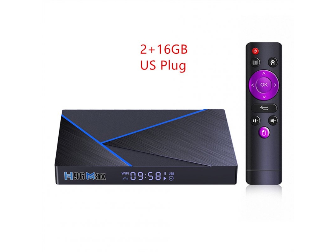 Box Smart Tv H96max V56 Set- Gigabit android Quad Core 12 8k Bluetooth H96 V58 Black US Plug 2 + 16G
