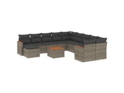 Maison Exclusive - Set De Sofás De Jardín 12 Pzas Con Cojines Ratán Sintético Gris