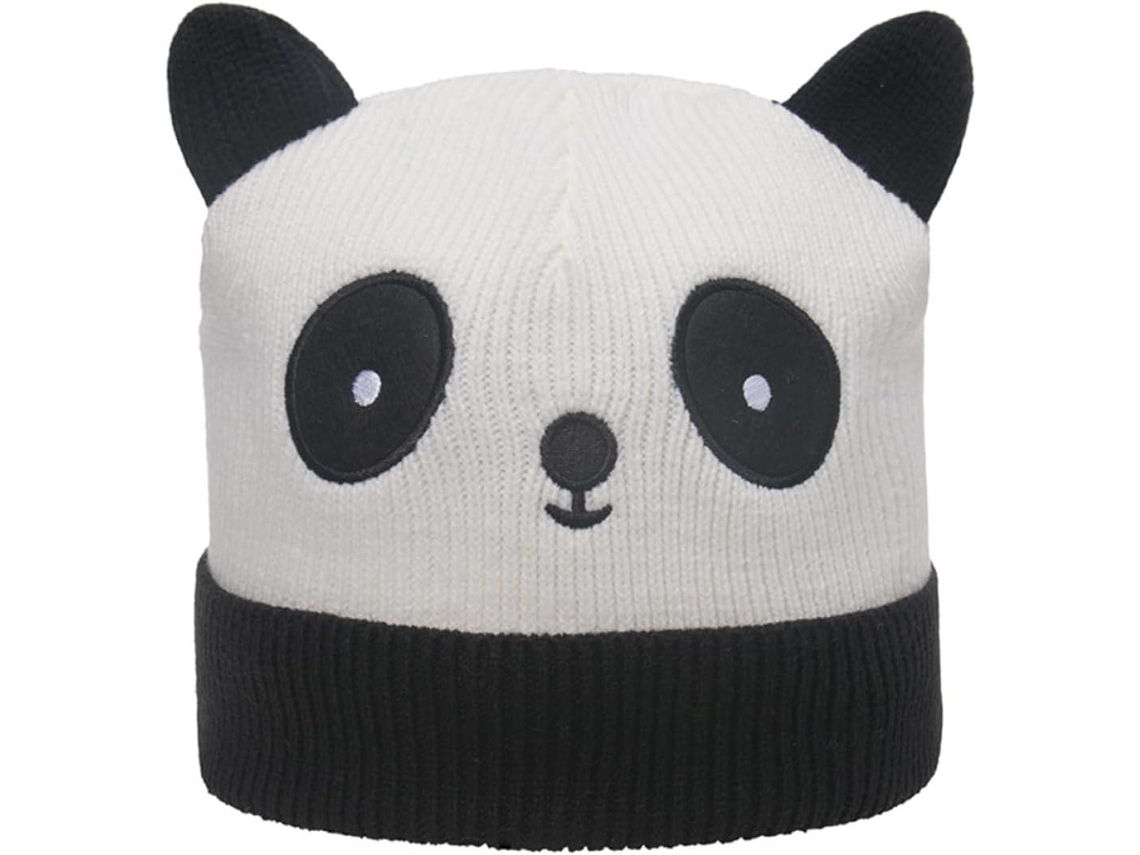 Gorro de lana abrigado tejido con cabeza de panda.